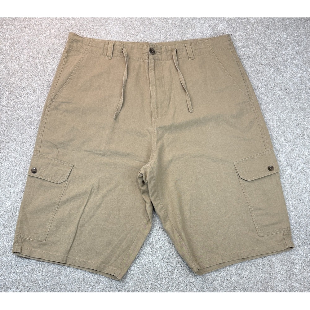 Sean John Cargo Men's Size 40 Tall Linen Blend Shorts Brown Inseam 14"